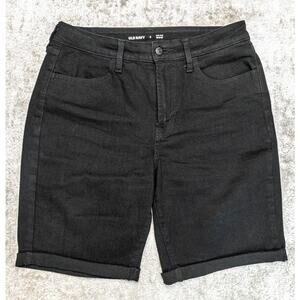 Old Navy High Rise WOW Black Denim Cuffed Shorts Womens Size 6 9" inseam